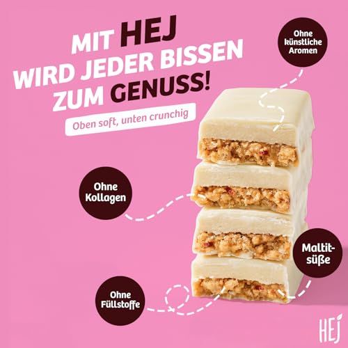 HEJ Bar Pro Proteinriegel Snack – Low Sugar Eiweißriegel | 20g Protein & 239kcal pro Riegel | Vegetarisch & ohne Palmöl – 12x60g Strawberry Yogurt