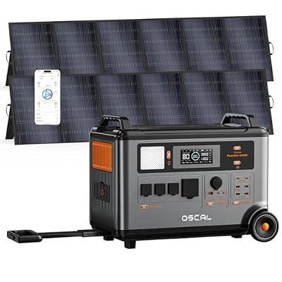 OSCAL 3600W Portable Solar Power Station with 2x500W Solar Panels, PowerMax 3600SE 3600Wh Solar Generator, 1800W AC/ 1600W Solar Fase Charging, LiFePO4 Battery Power Station for Home, RV, Emergencies