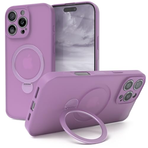 Coque iPhone 16 Pro Max violette avec anneau rotatif et charge Qi EAZY CASE