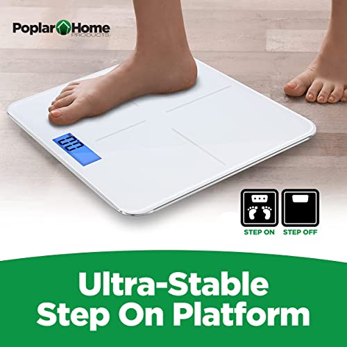 Poplar Home Products Digital Bathroom Scales for Accurate Body Weight – Ultra Thin, White Scale – Auto Step On Design – 4 Precision Weight Sensors Batteries Included - Thumbnail 4