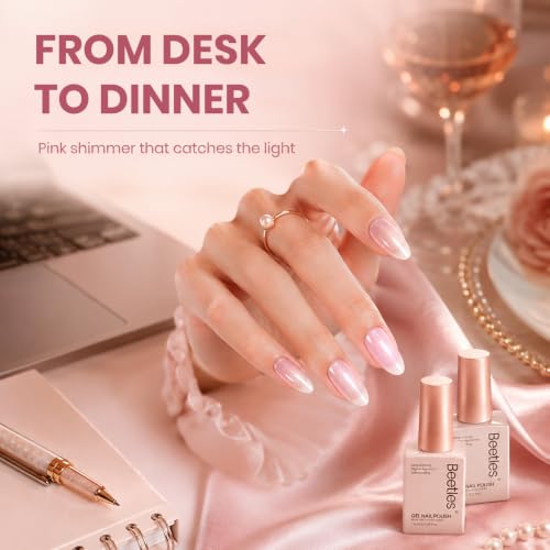 Image of Beetles Pink Glitter Gel Polish Set, 6 Colors Jelly Gel Polish Kit | Shimmer Sheer Translucent Effect Soak off UV Nail Concealer Nail Art Salon Manicure Gift for Women