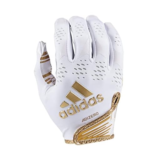 adidas Adizero 12 Adult Football Receiver Gloves, White/Metallic Gold, Medium