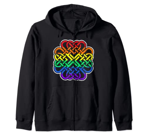 LGBTQ Día de San Patricio arco iris nudo celta gay orgullo irlandés Sudadera con Capucha