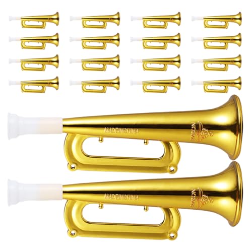 Toyvian 18pezzi Tromba Giocattolo Per Ragazzo in Plastica Dorata Corno Portatile Per Feste e Strumento Rumoroso Per Concerti e Attività Sportive