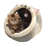 Cama para Gatos para Gatos internos, Gatos para Gatos - condominio para Gatos Semi -quiios con Peluche | Casa de jubilación para Mascotas para Sala de Estar, Granja, balcón