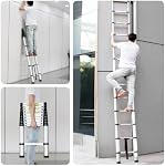 Soges 16.4ft Échelle télescopique en aluminium Écheau portatif, Échaud téleçonné avec mécanisme de verrouillage à ressort, ruban antidérapant, 330 Capacité de la livre, EN131 Certifié, 50YKMS005-CA