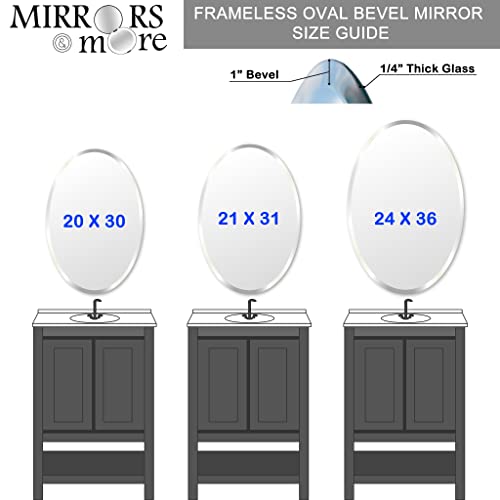 Mirrors And More 21 X 31 Bathroom Mirrors For Vanity - Oval Beveled Rustic Mirrors For Bathroom - Vertical Or Horizontal Placement - 3 D-Ring Hardware On Backer #TOP7
