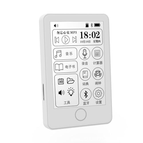 Akfldms Odtwarzacz Mp3 elektroniczny czytnik e-booków Bluetooth odtwarzacz muzyczny mini dyktafon słownik dotykowy radio