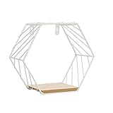Shanghh Estantes flotantes hexagonales de pared de alambre de metal para almacenamiento y organizador, Small