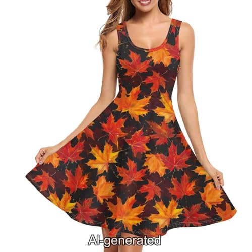 Image of Dreaweet Casual Sleeveless Dresses for Women Girls, Round Neck Tank Dresses with Pockets Summer Sundress Size XS-4XL
