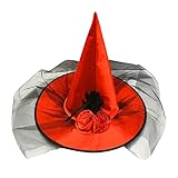 Sombrero de Halloween, sombrero de fiesta, maquillaje, disfraz, accesorios, bruja, sombrero de bruja (rojo, talla única)