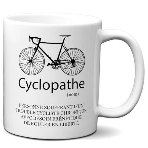 L'Esprit Des Anges Tasse-Mug Cycliste Humour Cyclopathe Maniaque du Vélo - Idée Cadeau Original Papa Anniversaire Parrain
