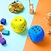Zomiboo 2 Pcs 3.93'' Large Foam Dice for Classroom Jumbo 6 Sided Giant Dice Casino Party Decoration Squeeze Anxiety Stress Relieve Toy Gifts for Valentine's Day Adults Kids Board Game, Blue Yellow