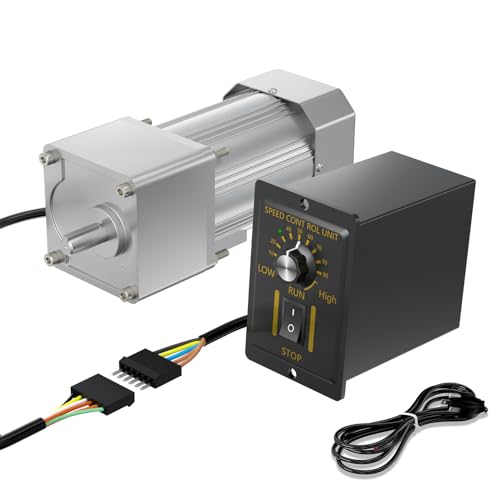 Bemonoc Powerful 120Watts AC 110V 50/60HZ Variable Speed Gear Reducer Motor Output Shaft 15mm High Speed 180rpm & AC Speed Controller Kits for Industry