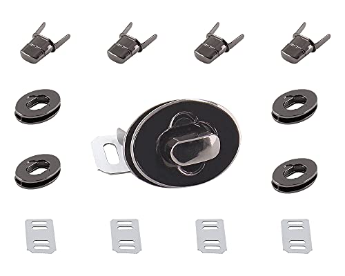 Jersvimc 5Pcs Black Turn Locks Clasp, Oval 5/8 Inch Twist Lock Purse Closure Lock Metal Handbag Lock Hardware Small Twist Lock Fastener(0.9" x 0.7")