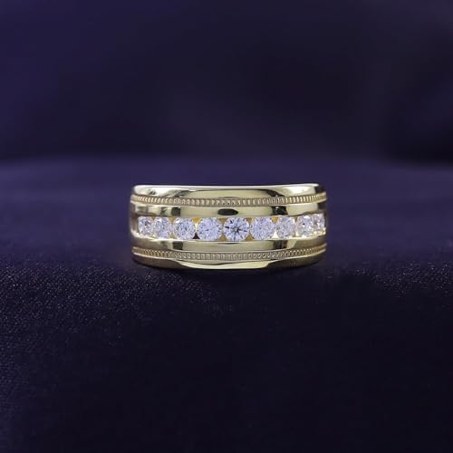 1/2 cttw Round Lab Created Moissanite & Lab Grown Diamond Milgrain Wedding Band Ring For Men & Women In 14K Gold Plated Sterling Silver (VS-SI Clarity, 0.50 Cttw & 1.00 Cttw)2