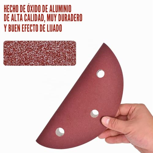 Miniatura 4 de Kongming 60 Piezas Disco Lija 225 Mm Grano 40 60 80 120 180 240 6 Agujeros Para Lijadora De Paredes Y Techos