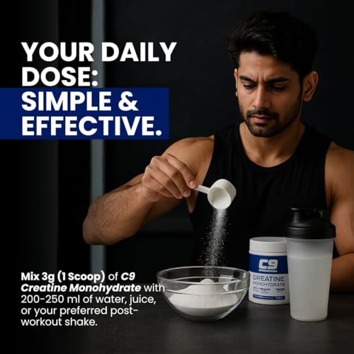 Image of C9 Nutrition Micronized Creatine Monohydrate | 3000mg Ultra-Pure 200 Mesh Filtered Creatine Powder | Boost Strength, Power & Muscle Recovery | Zero Sugar | Fruit Fusion Flavour | 100g for Men & Women, 33 Servings (100gm, Fruit Fusion)