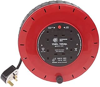 Schneider Electric Thorsman - 4 Socket Extension Lead Reel, 15m, 10A, 240V, with Safety Cut Out Switch, Casette Reel, JJR41510