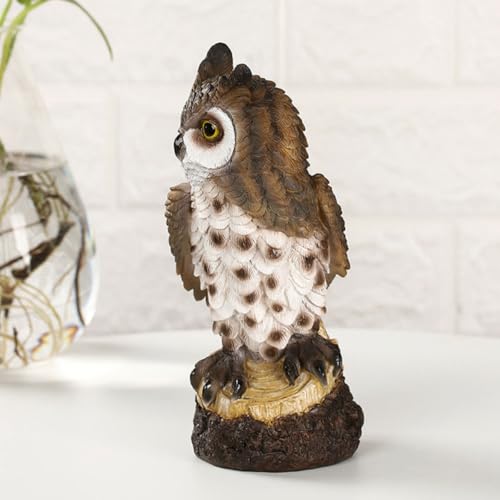 Hibou en résine marron pour dynamiser un jardin extérieur terne - 6