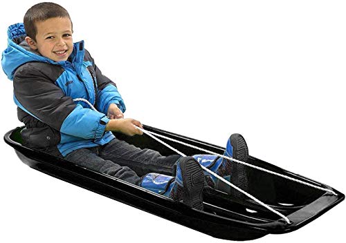Avalanche Brands - Classic Downhill Toboggan Snow Sled Includes Pull Rope and Handles (Black 35") - Fit for 2 Riders