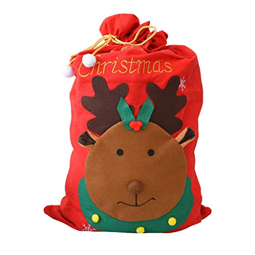 TeaBoy Elk Xmas Sacks Gift Large Bag with Drawstring Christmas Extra Large Jumbo Huge Oversized Bag Personalized Santa Bags for Kids 39.3 x 23.6 Inch Christmas Gift Bags