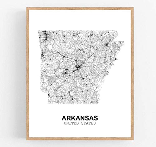 Eleville 11X14 Unframed Arkansas United States Country View Abstract Road Modern Map Art Print Poster Wall Office Home Decor Minimalist Line Art Hometown Housewarming wgn163