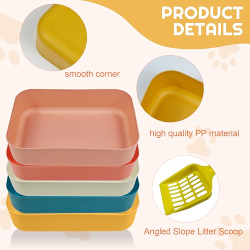 Conjunto de 5 peças de caixa de areia pequena, bandeja de areia de plástico aberta de 35 x 23 x 7 cm