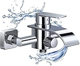 🛀Duscharmatur mit Wasserfall Auslauf - Wannenarmatur Wasserfall Design, mehr Wasserleistung, schnelles Füllen der Badewanne mit heißem Wasser. Helfen Sie dabei, die Müdigkeit des Tages wegzuspülen und sorgen Sie für ein angenehmes Duscherlebnis. Ideal für Restaurants, Wohnungen oder Badezimmer zu Hause.