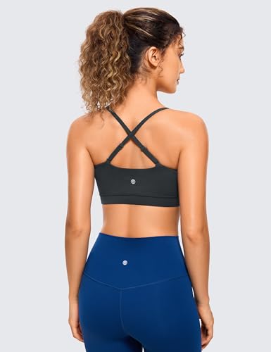 Image of CRZ YOGA Butterluxe Thin Strap Sports Bra | Light Support, Removable Pads, Yoga, Extremely Soft, Square Neck, Adjustable Back, for Women