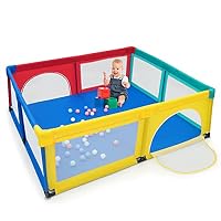 Parc Bébé Pliable 126x126x66cm Avec 50 Balles - Aire De Jeu Marine, 4 Anneaux + 4 Ventouses, Sécurité Et Confort