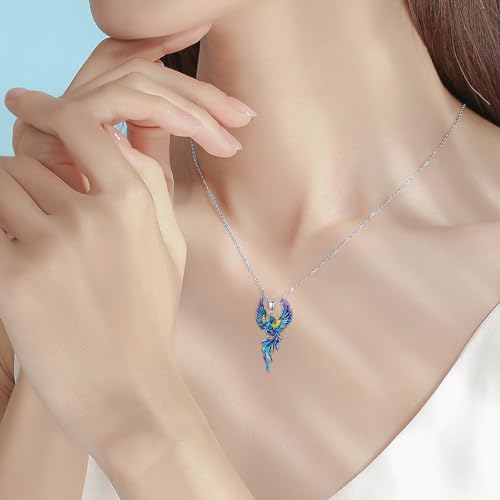 Hummingbird/Phoenix/Owl/Dove/Flamingo/Raven/Blue Jay/Cardinal/Peacock/Eagle/Parrot/Robin Necklace for Women 925 Sterling Silver Bird Pendant Necklace Animal Jewelry Gift for Mother Wife2