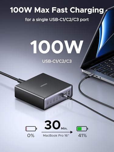 Image of UGREEN Nexode 200W GaN USB C Charging Station, 8-Port Desktop Charger with PD 100W for MacBook Pro 16 inch /Air, Dell XPS, iPad Pro, iPhone 17 /16 /15, Galaxy S25 /S24, Pixel 10 /9