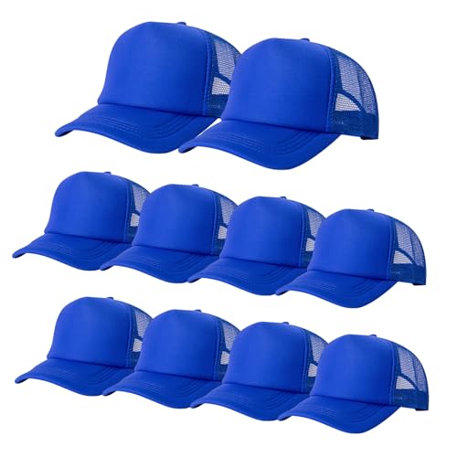 Image of 10 Pack of Blank Trucker Hat Bulk Mesh Cap Men and Women Baseball Cap DIY Graffiti Hot Stamping Duck Tongue Cap