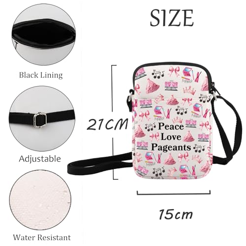 JXGZSO Funny Pageant Queen Gift Beauty Pageant Gift Pageant Crown Crossbody Bag Peace Love Pageant Shoulder Bag2