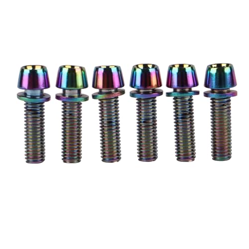Image of Steel M5x18mm Bolts with Washer, Allen Hex Tapered Screw for Bicycle Stem, Pack of 6 (Ranibow)
