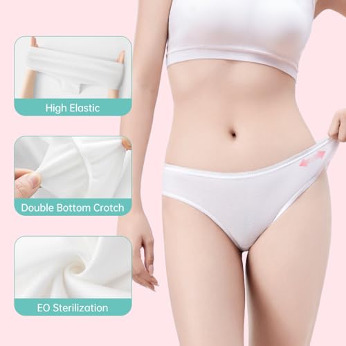 Disposable Underwear for Women, 10 Pack Cotton Ladies Briefs Panties Travel/Emergency, White3