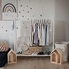 Sweet Home From Wood Childrens Wardrobe - Wooden Clothes Rack with Hanging Rail & Display Shelf for Children - DIY Dressing Furniture (White)