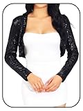GORAIS Women's Sequin Jacket Evening Shrugs Long Sleeve Open Front Cropped Bolero for Formal Dresses