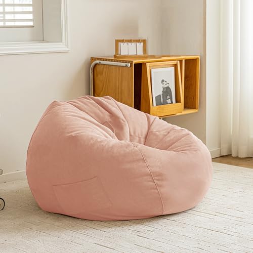 Hengqiyuan SillóN Puf CojíN Suelo Funda Gruesa Sofá Cama Puf Funda Suave Extragrande Puf Nube SillóN Puf con Bolsillos para Dormitorio SalóN Interiores,Rosado,100 * 110cm