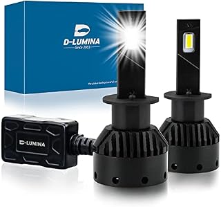 D-Lumina H1 LED Headlight Bulb, 2×45W 16000 Lumens 6500K 500% Super Bright White LED Headlight Conversion Kit, IP68 Waterproof, Plug and Play, External Driver, Canbus Anti-Radio Interference, 2 PCS