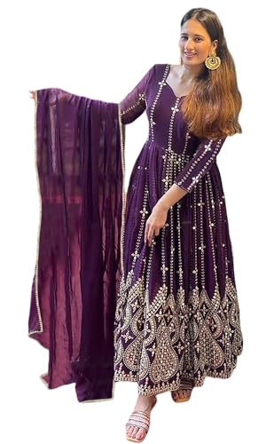 KEDARFAB Georgette Embroidered Anarkali Kurta With Dupatta Set For Women KEDARFAB Georgette Embroidered Anarkali Kurta With Dupatta Set For Women