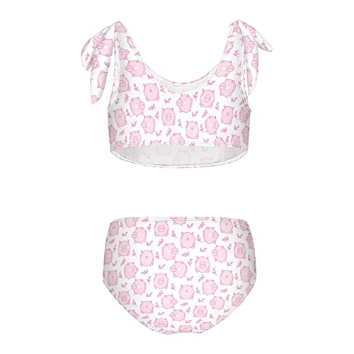 Image of Raccoon and Paw Print Pattern Girls Bikini Sets 2 Piece Swimsuits Bathing Suit Swimwear