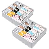 🧣Pakcage: 2 Stück Schubladen Ordnungssystem, 2* 24-cell, die Größe ist 30x30x10cm. Die Socken können ordentlich sortiert werden oder was auch Kleine Zubehörteile immer man hinein sortieren möchte.