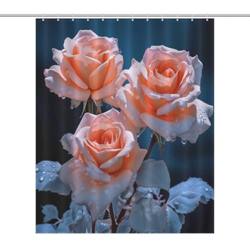 Rideau de douche fleur imperméable en polyester 152x183cm avec 12 anneaux