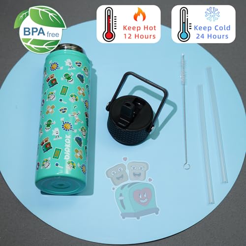 Image of BJPKPK Insulated Water Bottle, 22oz Stainless Steel with Straw Lid
