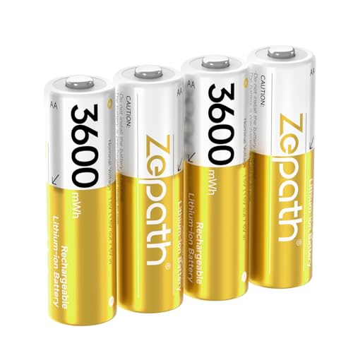 Zepath 4 x AA Lithium Akkus, Wiederaufladbare 1.5V Li-ion 3600mWh Batterien haben einen konstanten Spannungsausgang – Ansicht 1