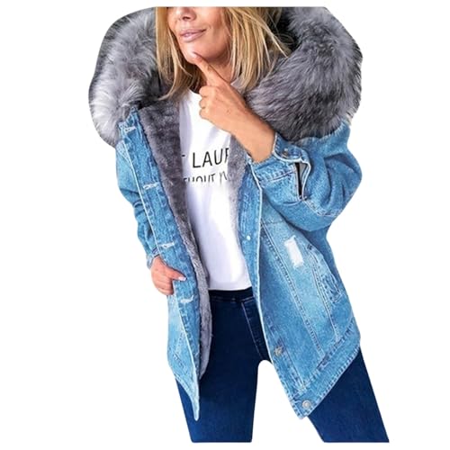 Veste de cowboy pour femme manteau d'hiver en jean boutonné avec doublure