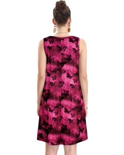 Image of elescat Women's Summer Dresses Casual Sleeveless Loose Sundress with Pocket