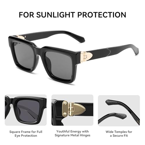 Image of STGATN Square Oversized Sunglasses for Men Fashion Thick Rectangle Sun Glasses UV Protection Shades Designer Style ST3490